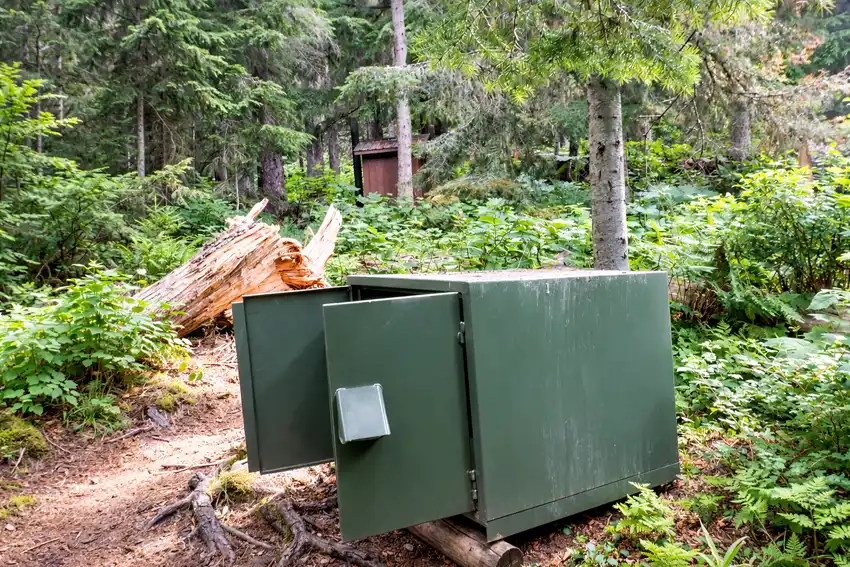 A photo of a bear cache at every campsite on the lakes
