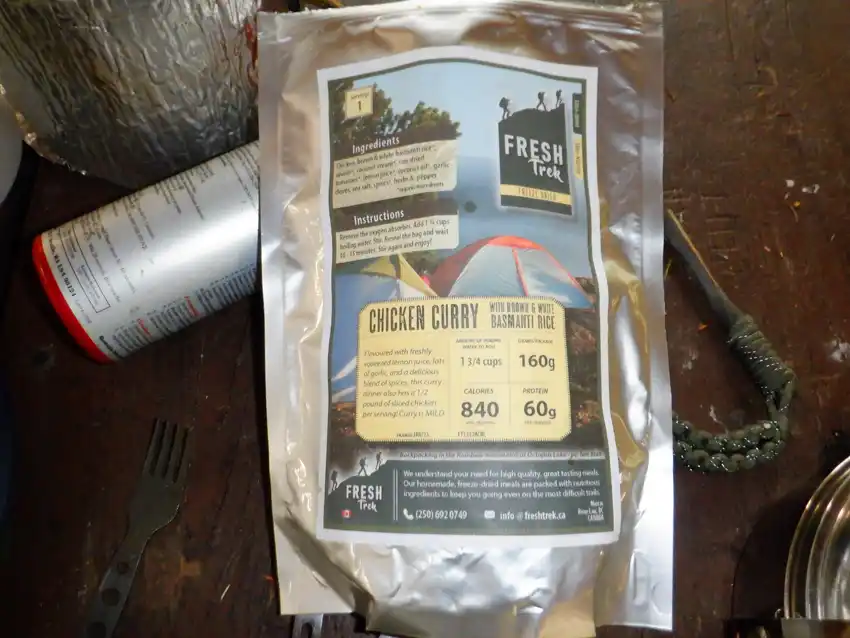 A close up photo of the Fresh Tek freeze dried meal
