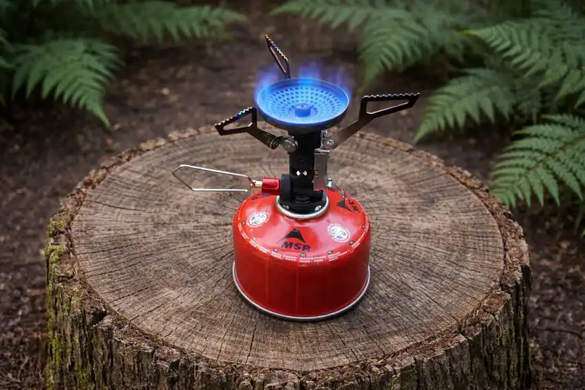 A close up of an MSR Pocket Rocket Deluxe stove