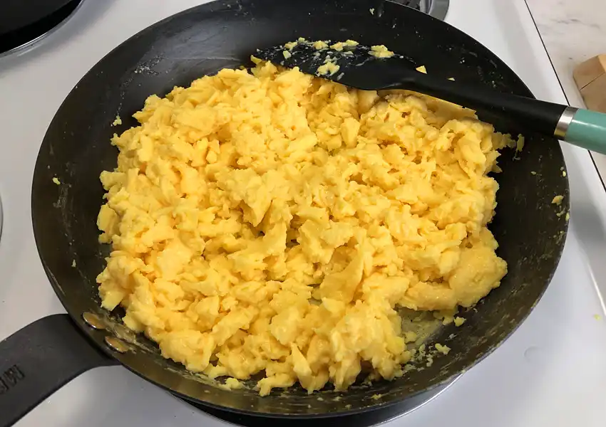 showing the blended eggs cooked and ready for the dehydrator